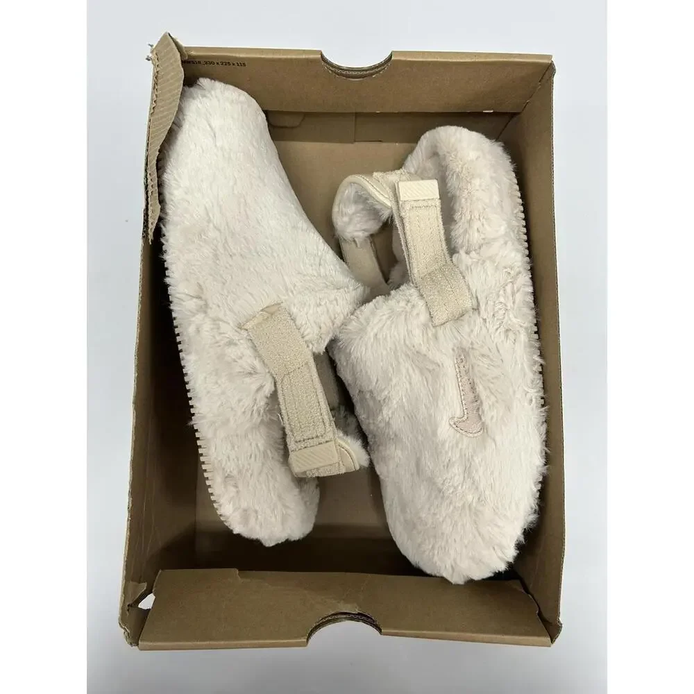 Nike Calm Fuzzy Beige Mules